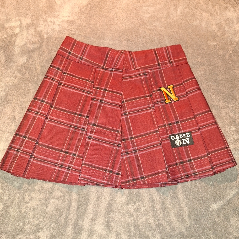 NWT No Boundaries Juniors Pleated Cos Burgundy Cheer School Girl Skirt Size S